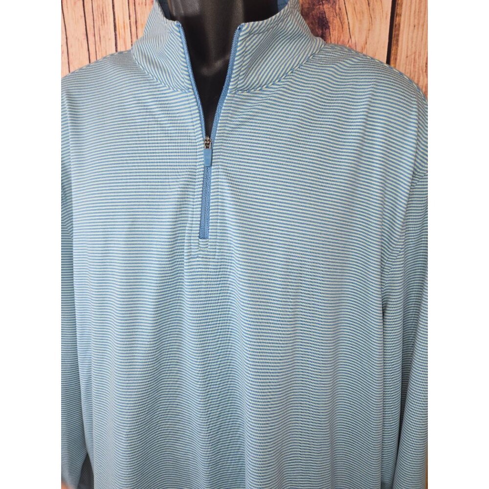Southern Tide Light Blue & White Striped Quarter-Zip Pullover